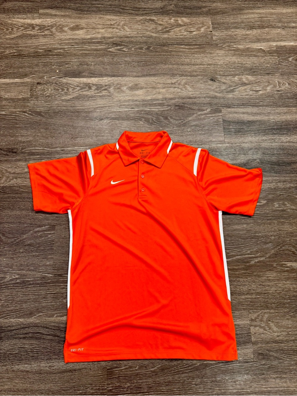 Nike Dri-FIT Polo Shirt Mens M Orange White Trim Athletic Golf Performance